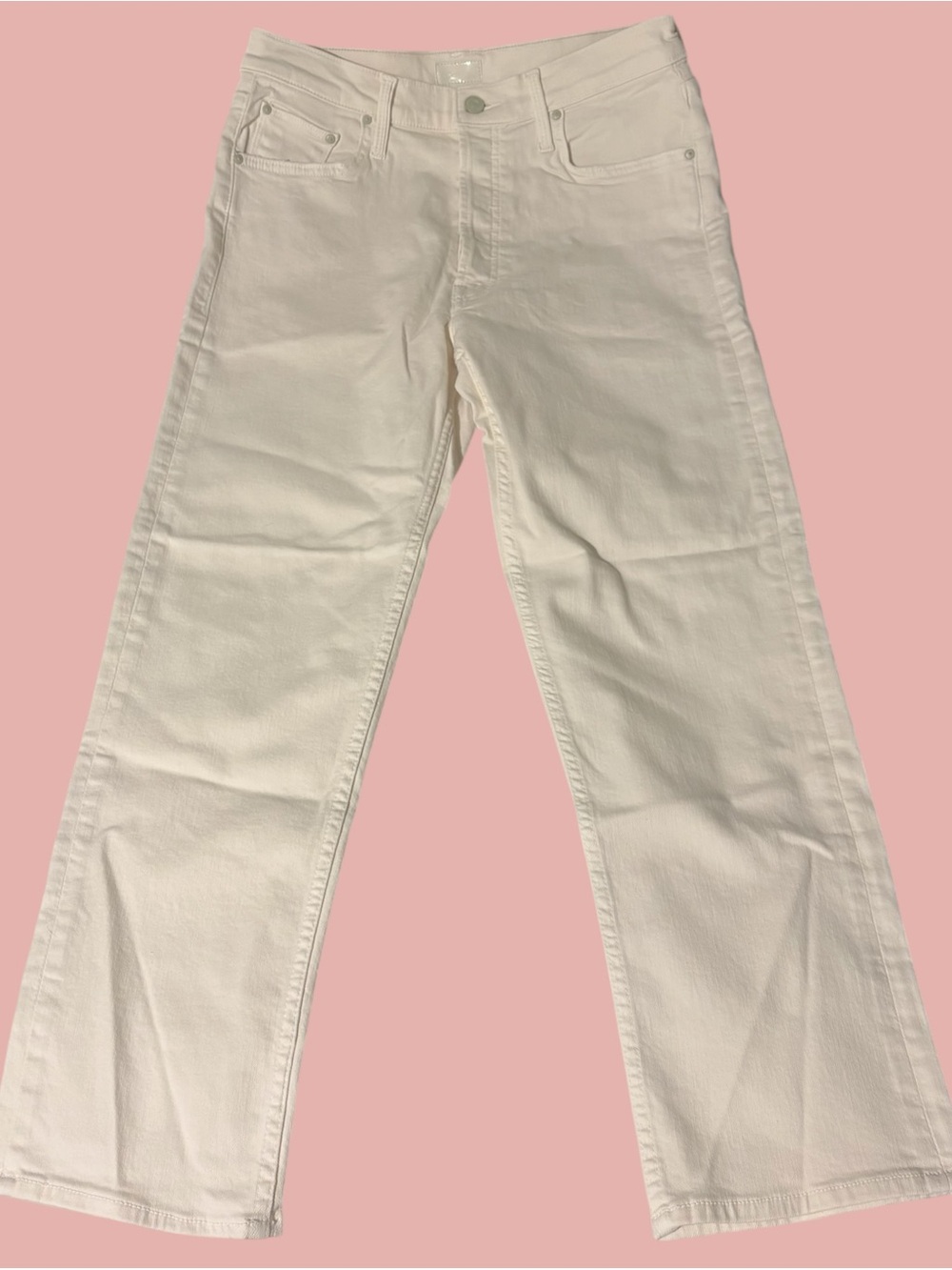 MOTHER The Tomcat Cropped Straight Leg Jeans Cream Puff Size 30 Good Condition